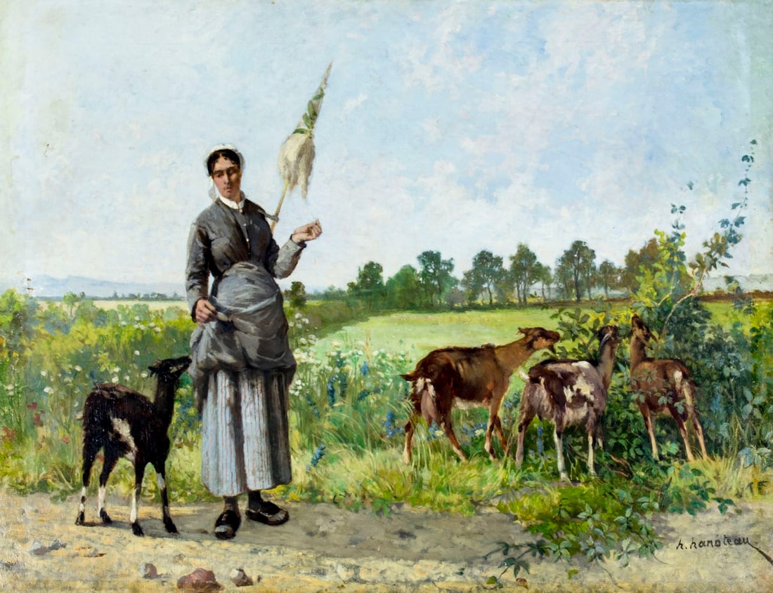 Hector Hanoteau (France,1823 - 1890) oil painting antique (1 of 15)