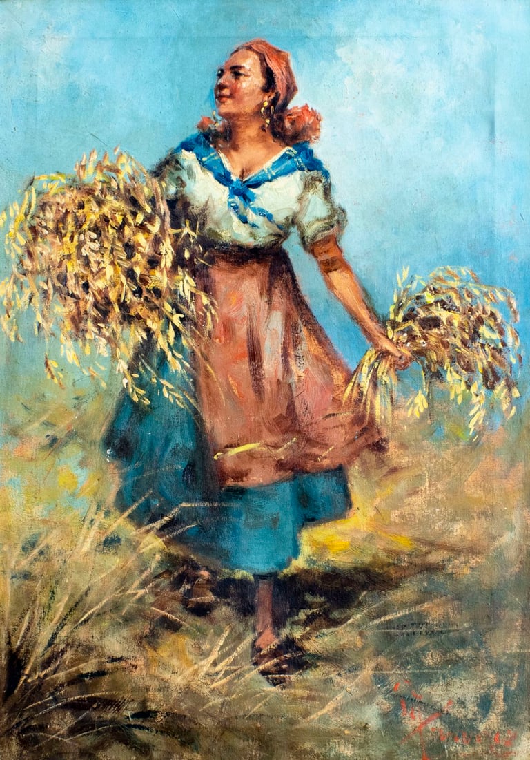 Vintage mid 20C Italian oil painting signed (1 of 12)