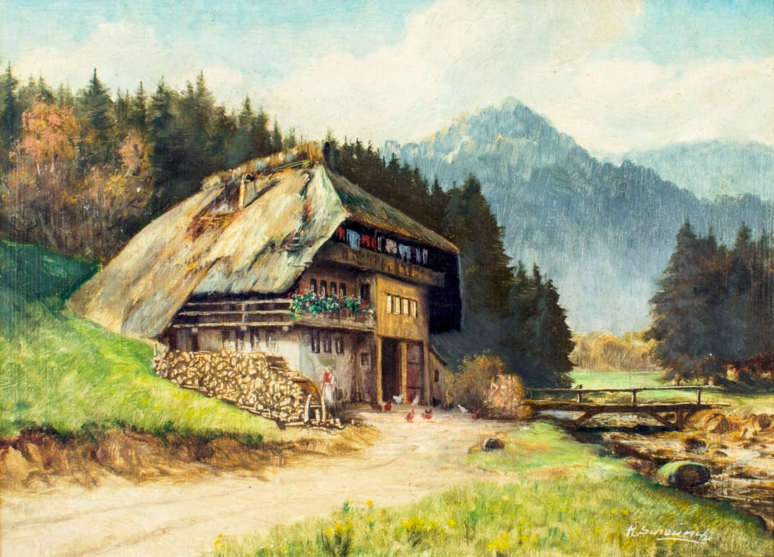 H Scheurich (Austria,mid 20C) oil painting (1 of 12)