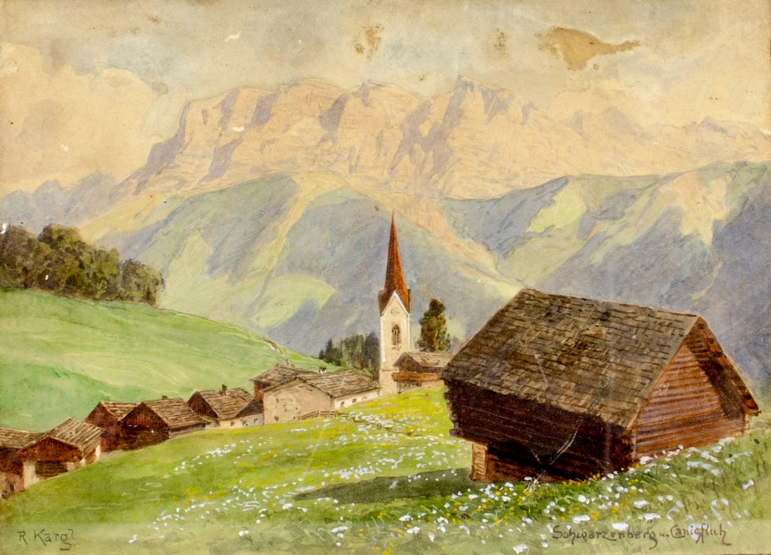 Rudolf Kargl (Austria,1878-1942) watercolor painting antique (1 of 13)