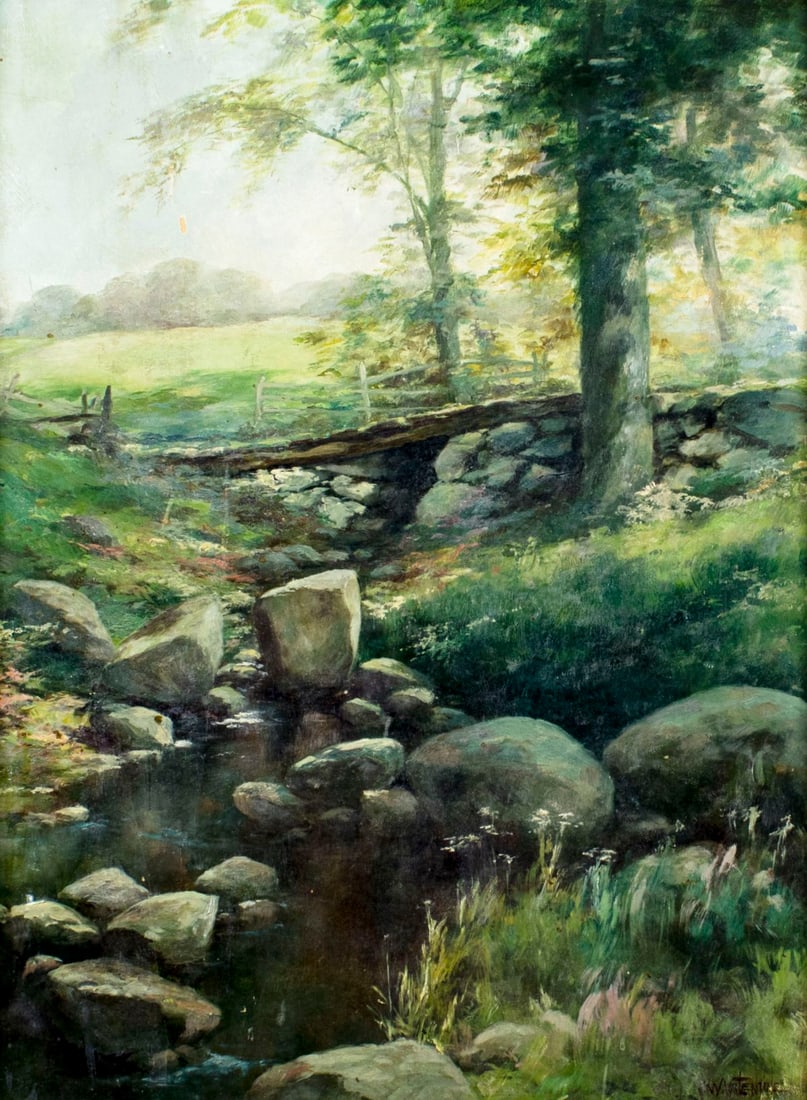 F W Valentine (US,early 20C) oil painting antique (1 of 12)