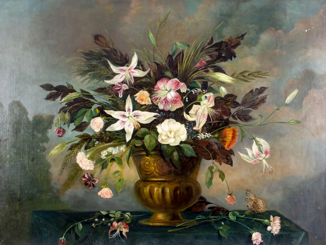 Antique 19C American oil painting signed (1 of 12)