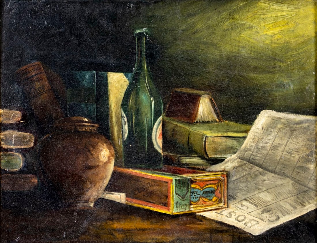 Antique 19C MA oil painting signed (1 of 13)