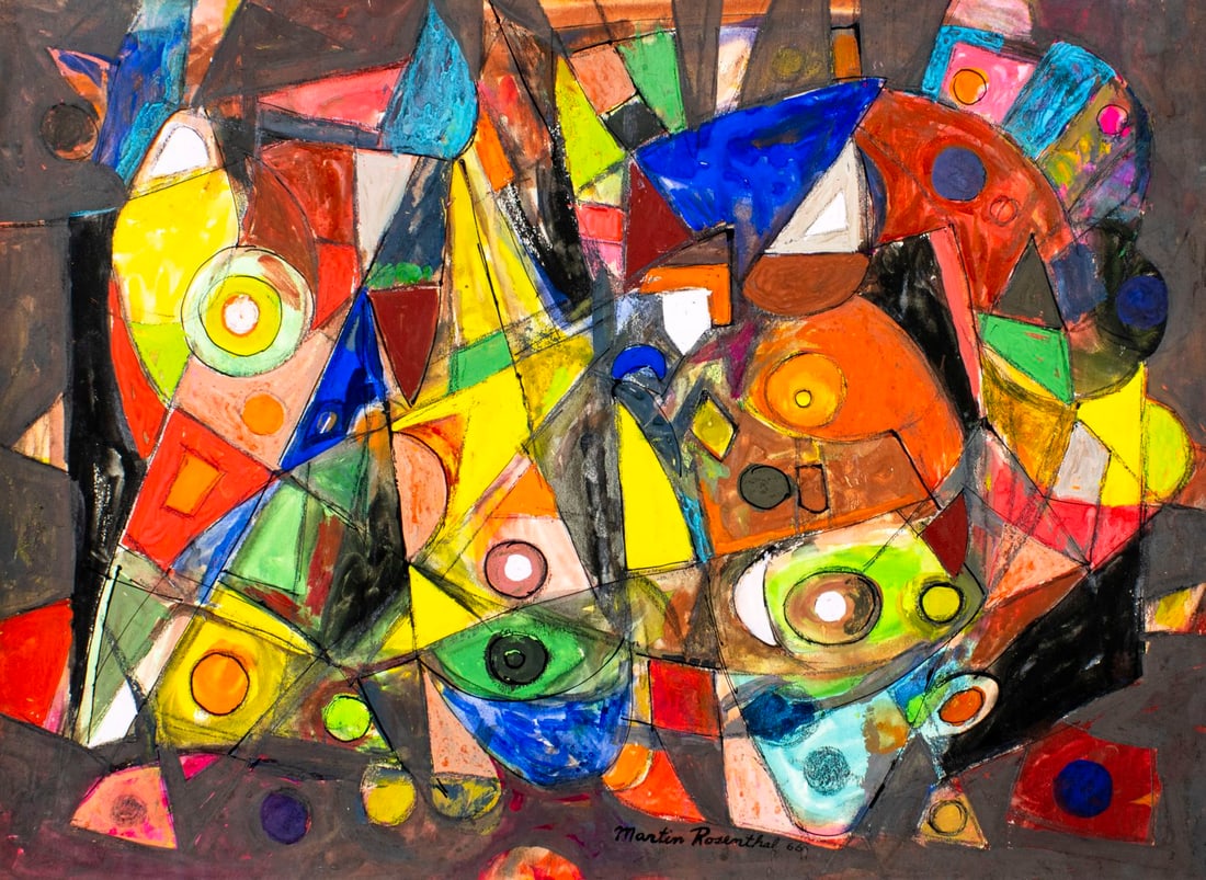 Martin Rosenthal (NY,MA,1899-1974) mixed media painting (1 of 12)