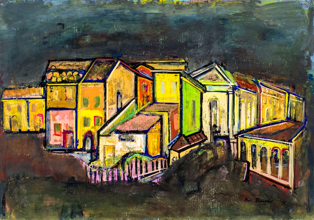 Martin Rosenthal (NY,MA,1899-1974) mixed media painting (1 of 13)