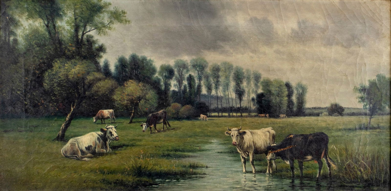 Antique early 20C American oil painting (1 of 11)