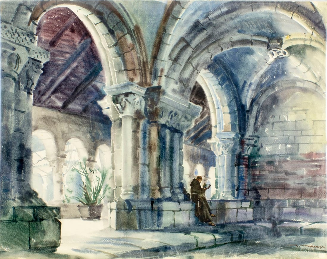 Stephen Juharos (AZ,Hungary,1913-2010) watercolor painting (1 of 13)