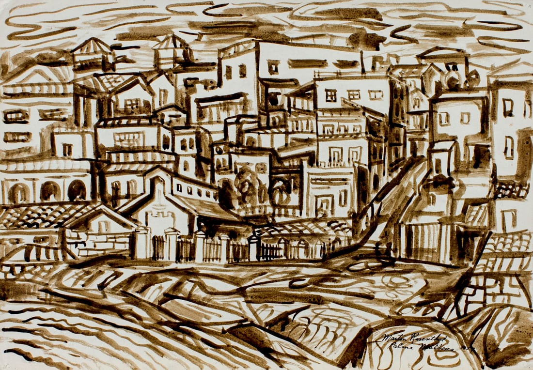 Martin Rosenthal (NY,MA,1899-1974) mixed media painting (1 of 13)