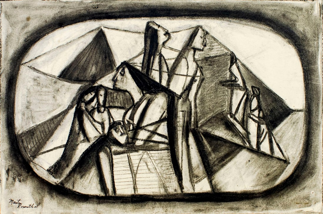 Martin Rosenthal (NY,MA,1899-1974) mixed media painting (1 of 13)