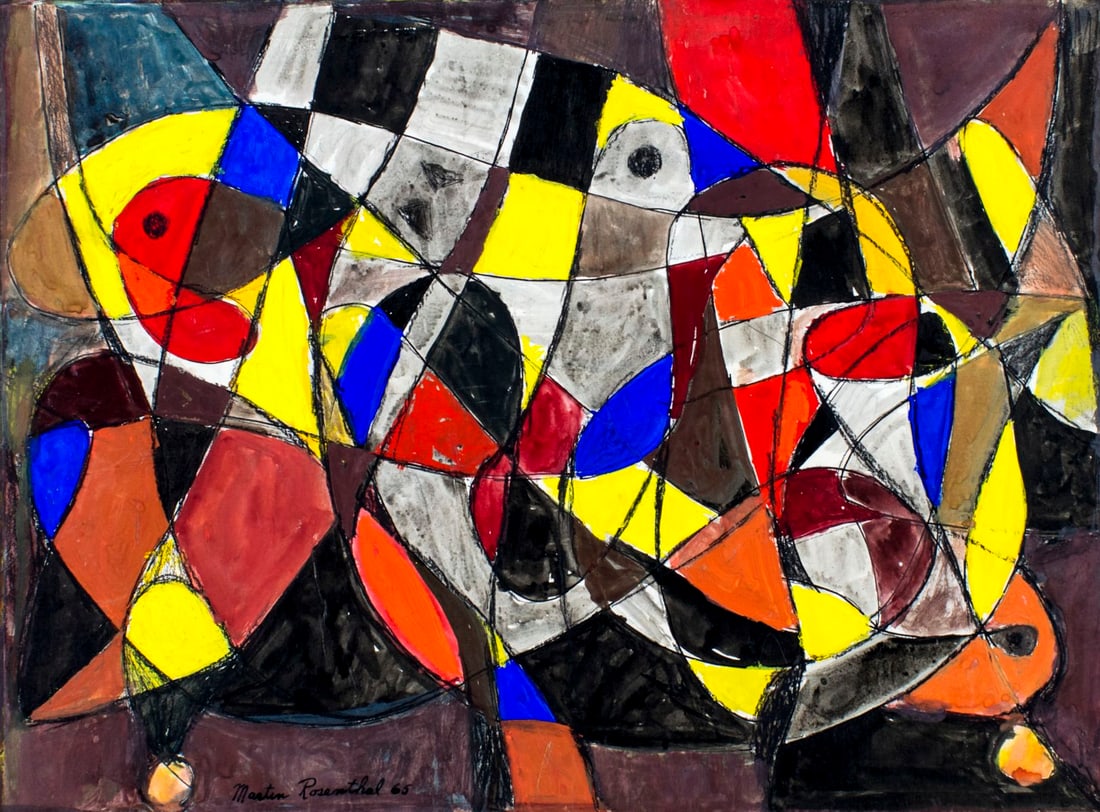 Martin Rosenthal (NY,MA,1899-1974) mixed media painting (1 of 12)