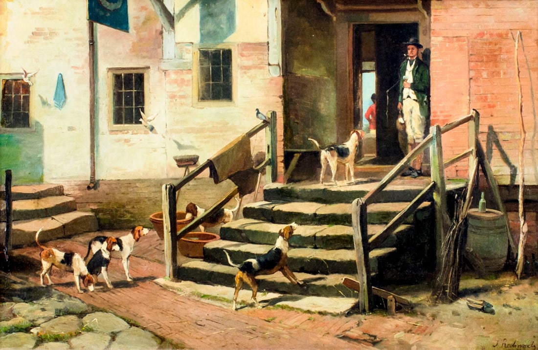 J Redmond (UK,19C) oil painting antique (1 of 12)