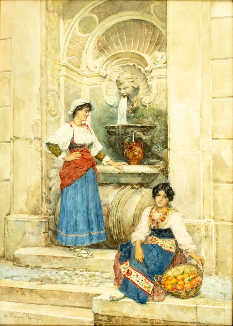 Clelia Bompiani Battaglia (Italy,1847-1927) watercolor painting antique (1 of 14)