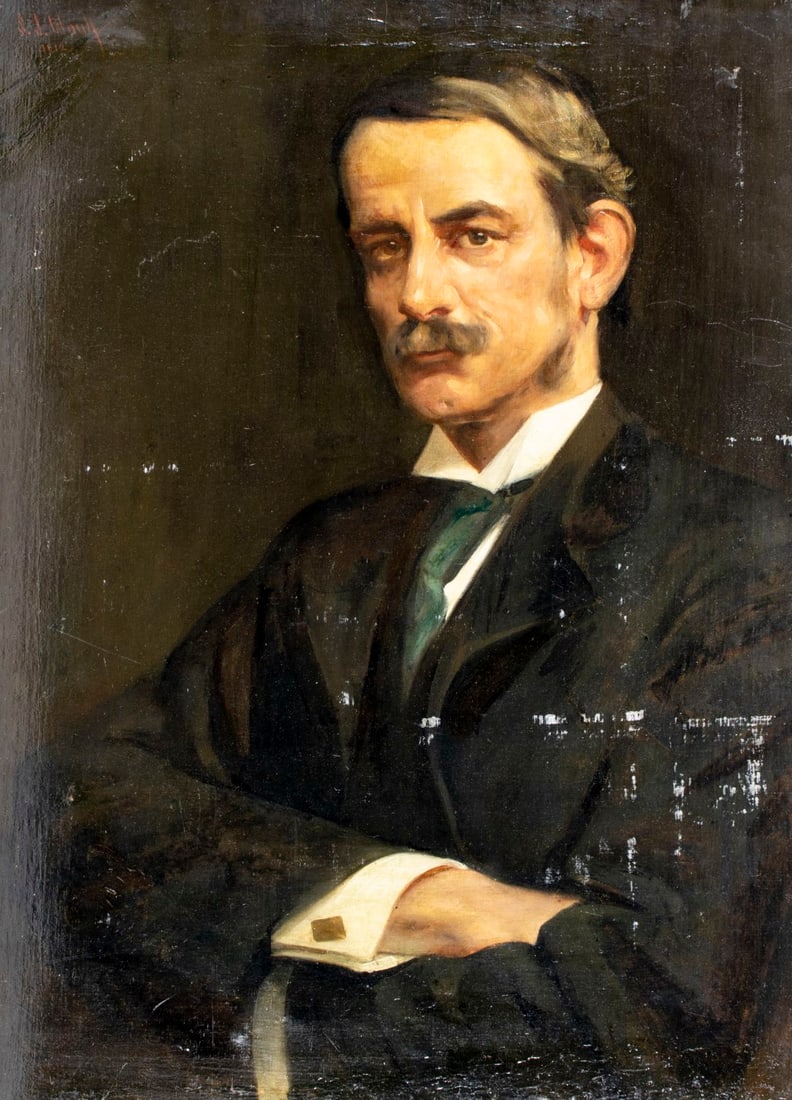 S J Wong (US,early 20C) oil painting antique (1 of 11)