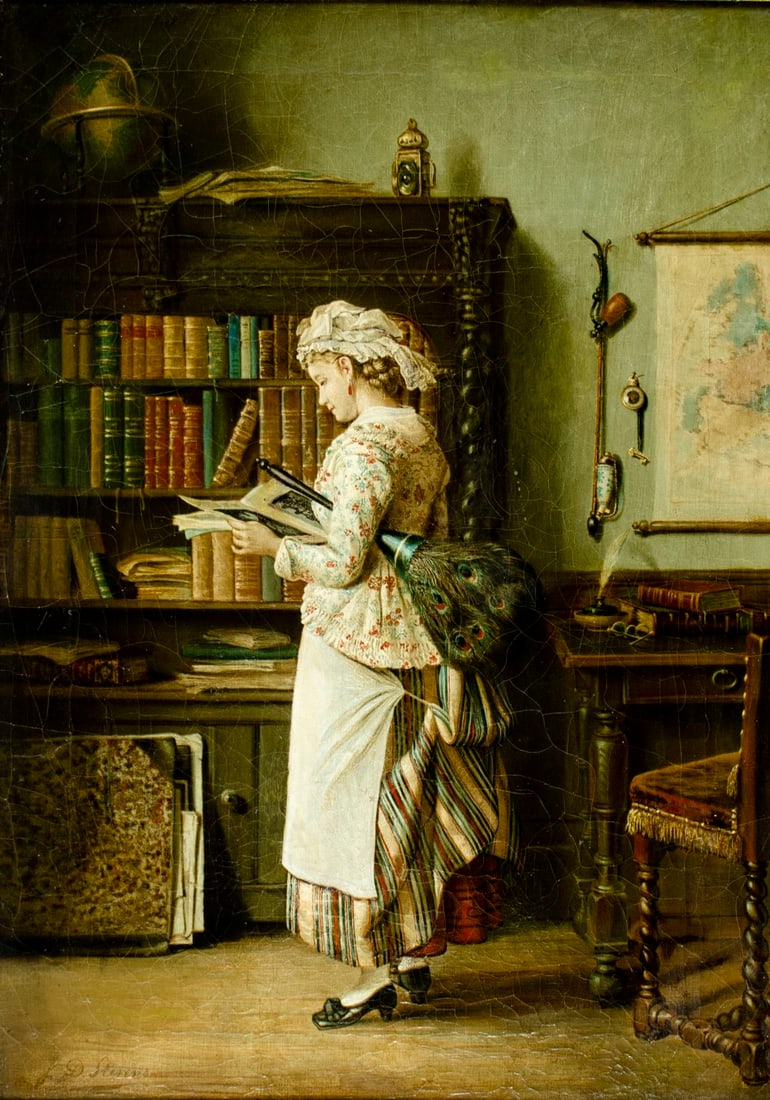 Jean Daniel Stevens (Belgium,1850-1920) oil painting antique (1 of 13)