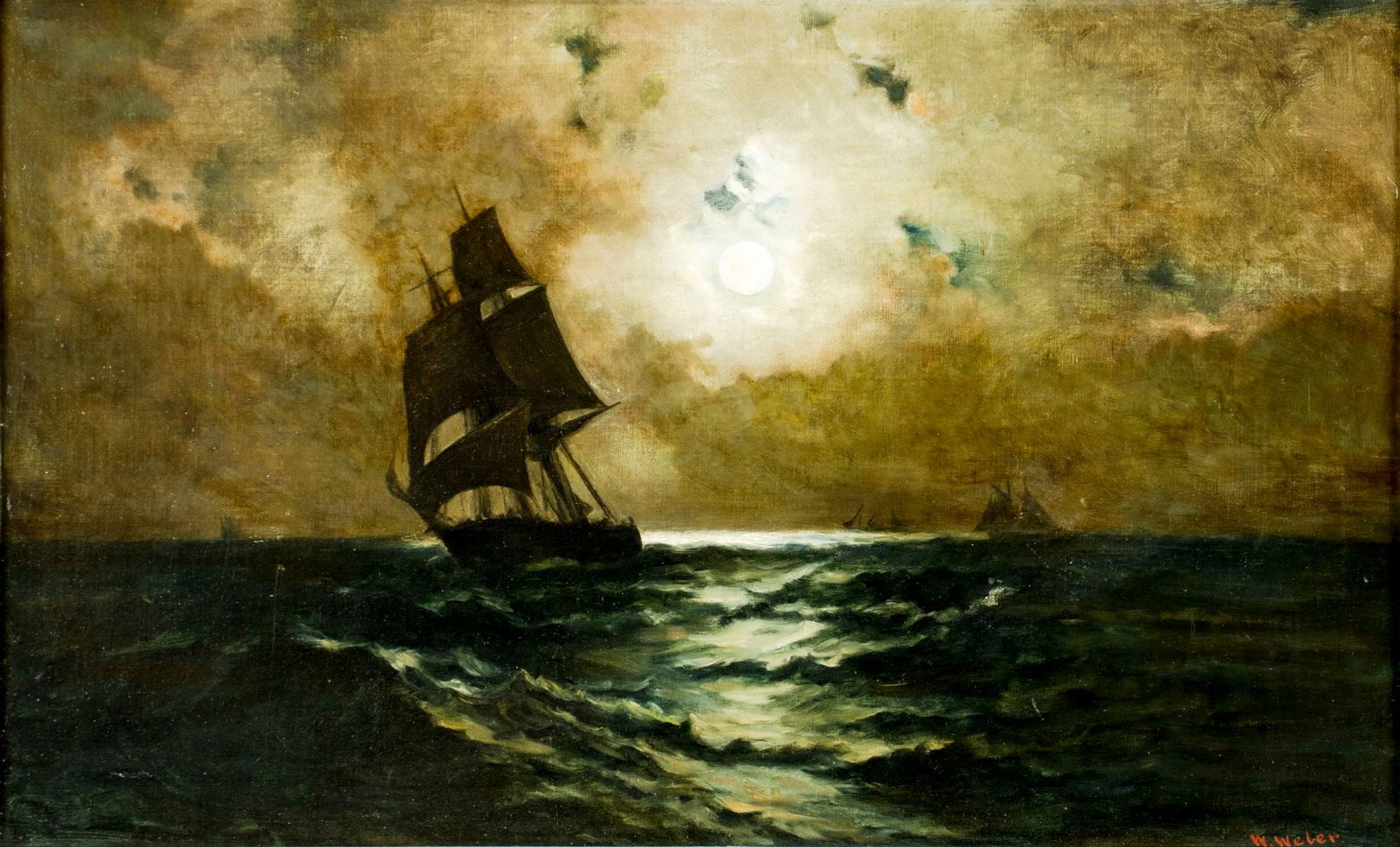 W Weber (US,early 20C) oil painting antique (1 of 12)