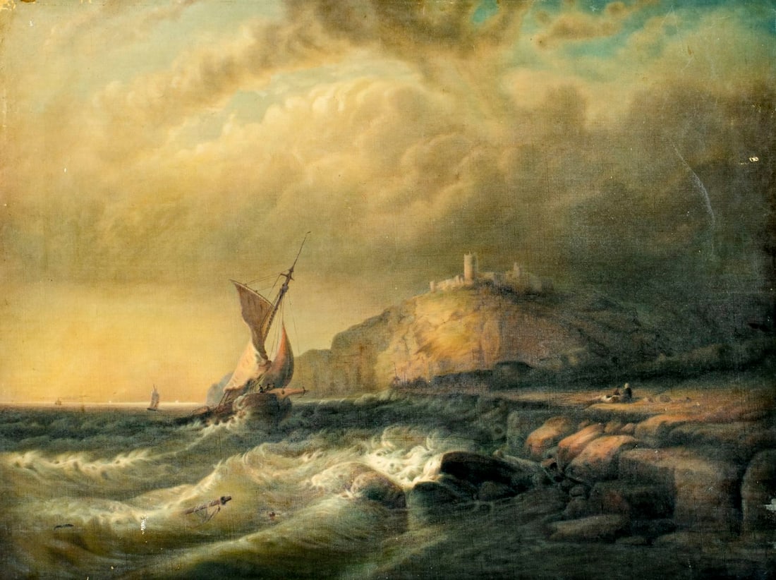 Antique 19C European oil painting (1 of 11)