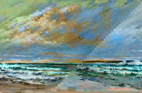 Robert Waltsak (NJ,b 1944) oil painting: ARTIST: Robert Alan Waltsak (New Jersey, born 1944) TITLE: Mantoloking, NJ (titled on verso) YEAR: 2022 MEDIUM: oil on canvas board CONDITION: Overall good. No visible inpaint under UV light. ART