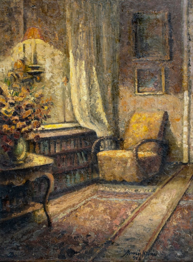 Antique early 20C Hungarian oil painting signed (1 of 12)