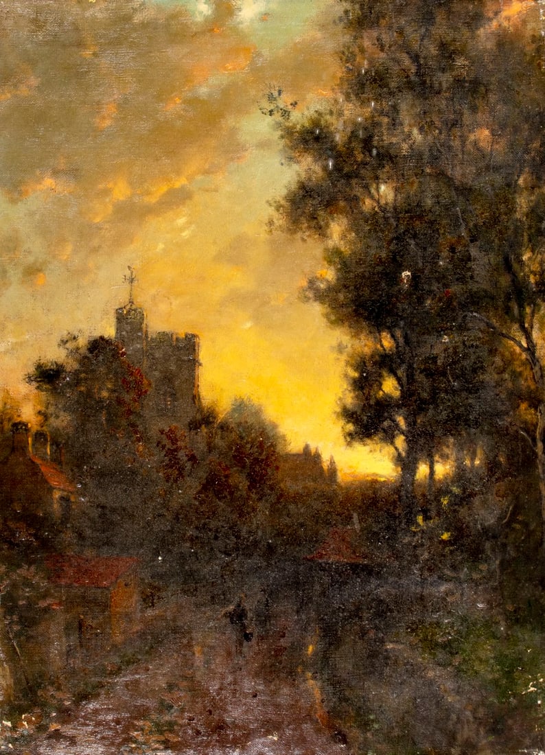 Antique early 20C American oil painting (1 of 10)