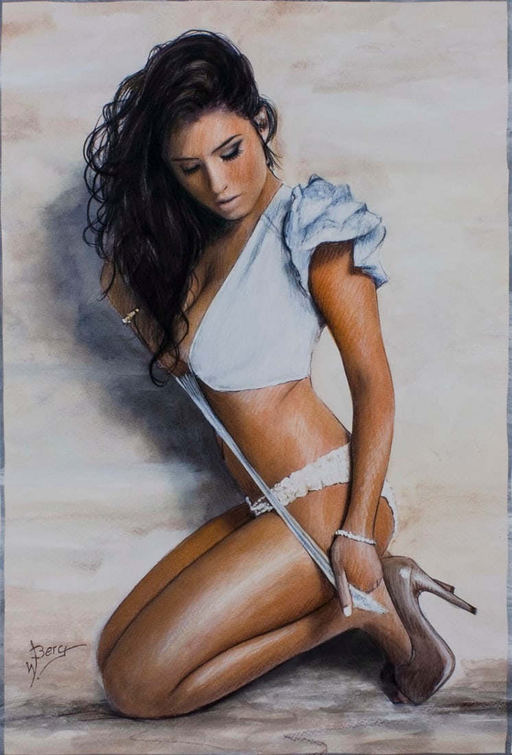 Walter Berg (German,20/21C) mixed media painting (1 of 13)