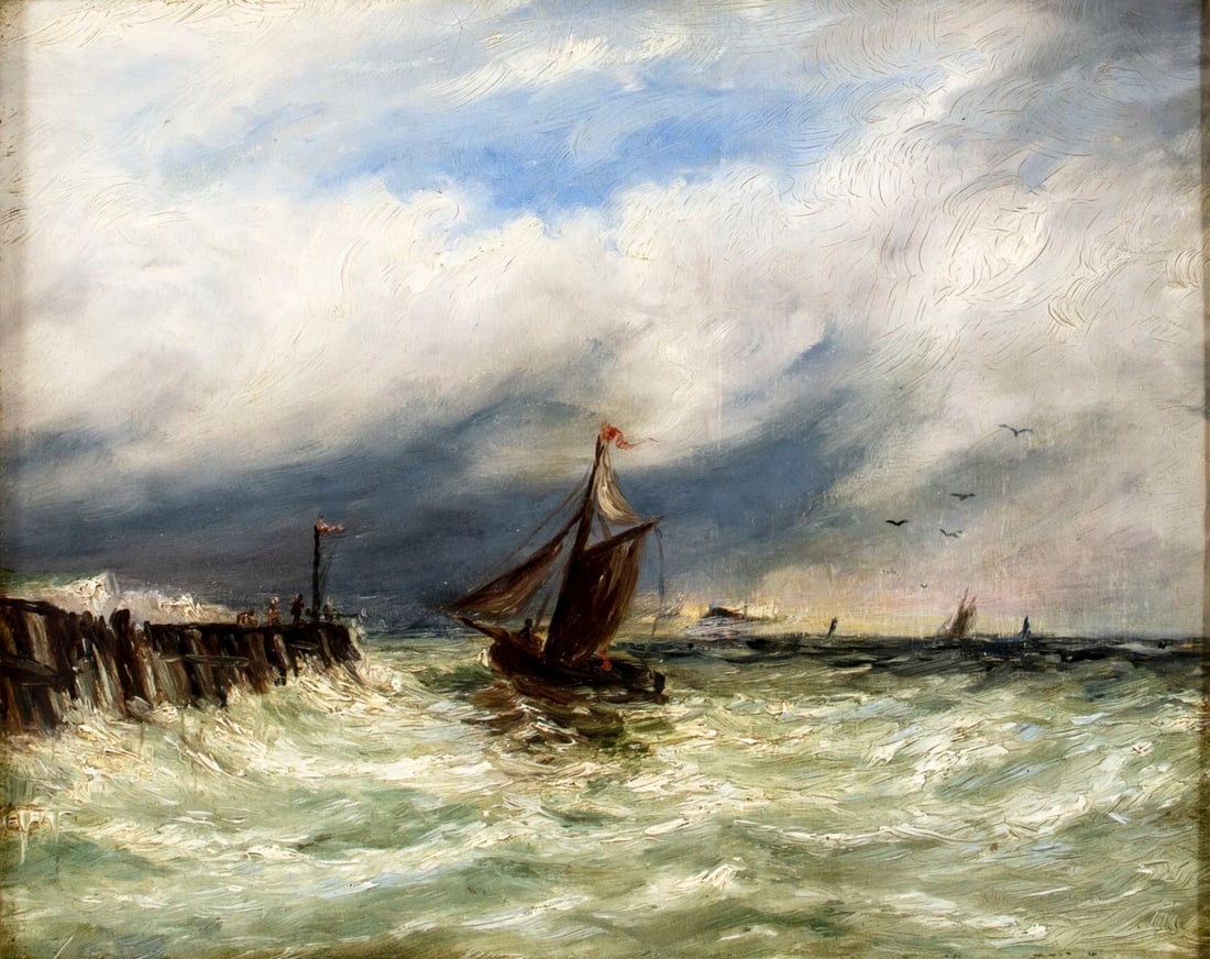 Antique early 20C British oil painting (1 of 12)