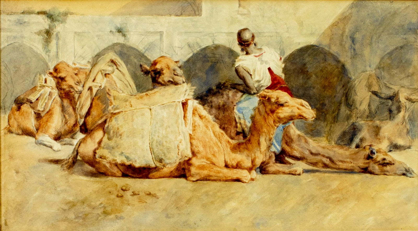 Emma Dabour (US,1869-1966) watercolor painting antique (1 of 13)