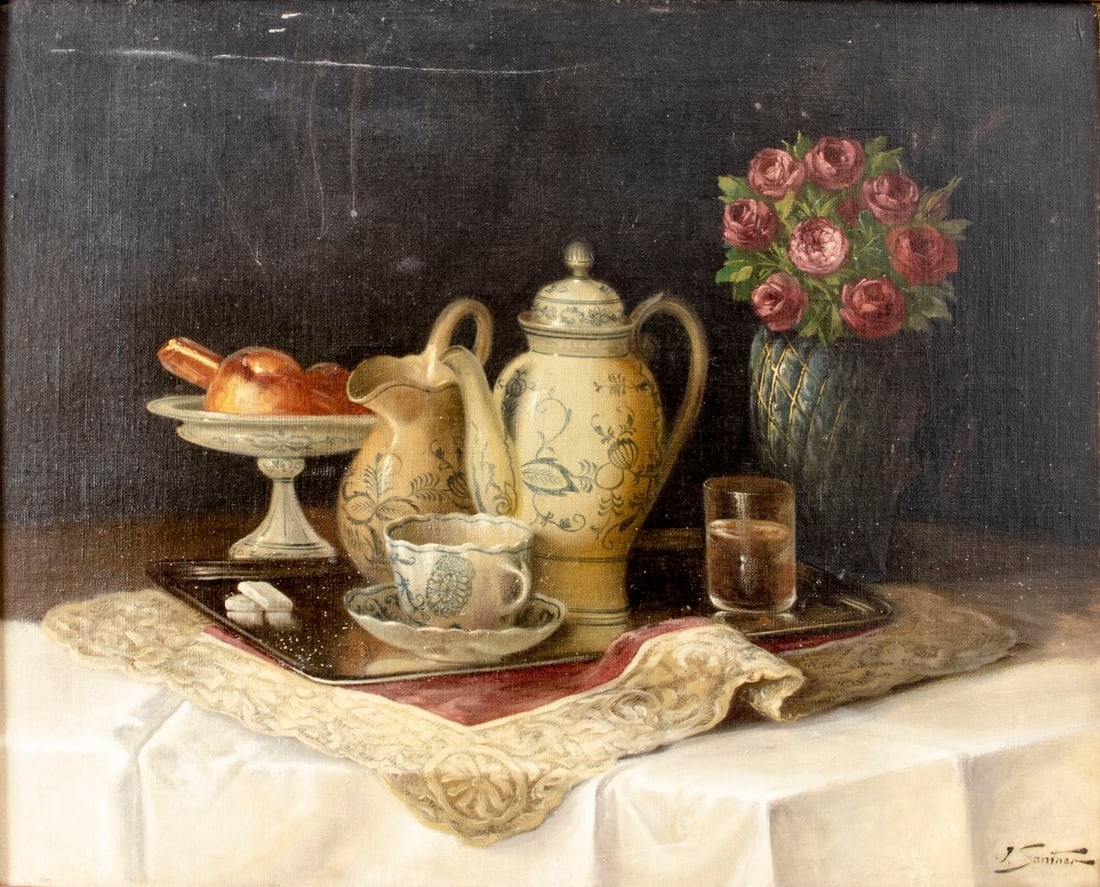 J Santner (Europe,mid 20C) oil painting (1 of 13)