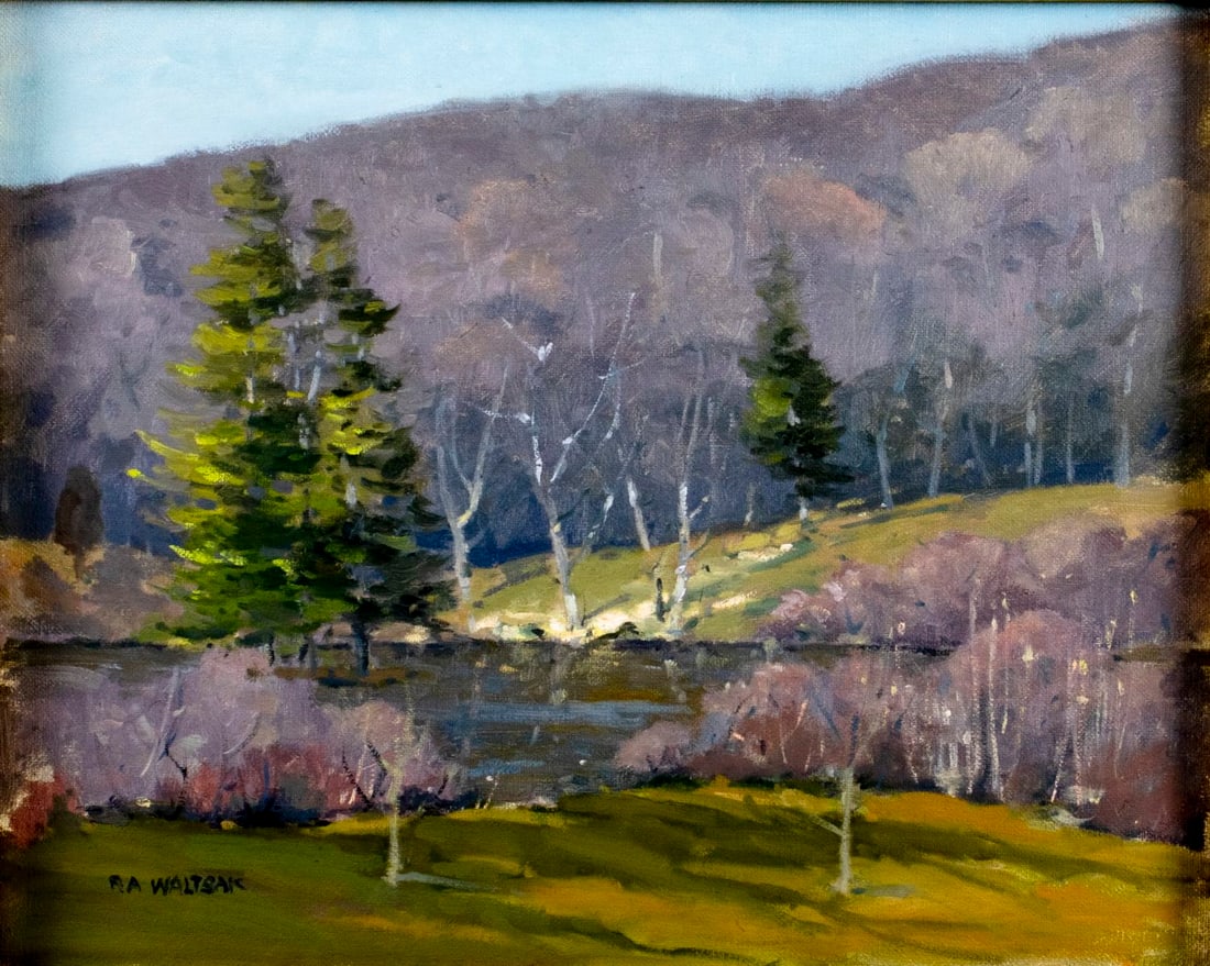 Robert Waltsak (NJ,b 1944) oil painting: ARTIST: Robert Alan Waltsak (New Jersey, born 1944) TITLE: Autumn Forest Landscape MEDIUM: oil on canvas CONDITION: Very good. No visible inpaint under UV light. Minor scrat