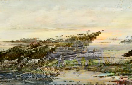 Leopoldo Mariotti (Italy,1848-1916) watercolor painting antique