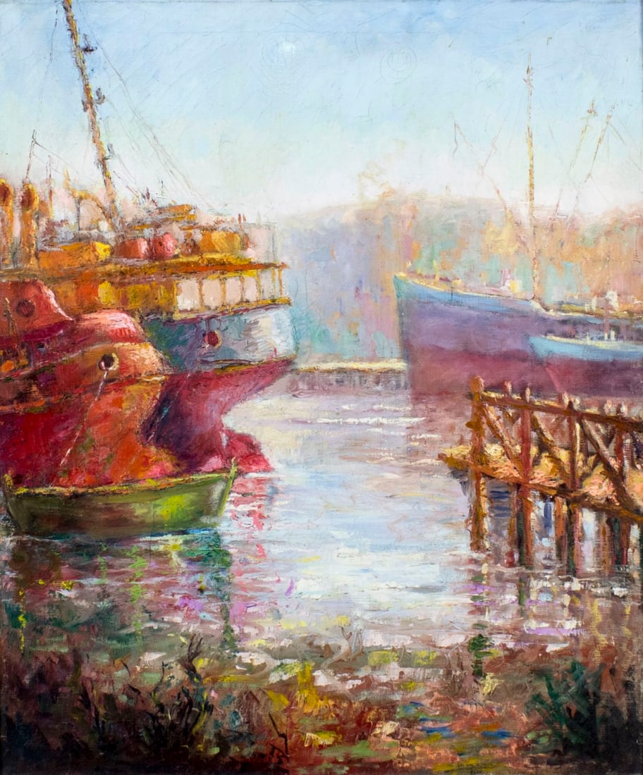 Vintage mid 20C Latin American oil painting signed (1 of 11)