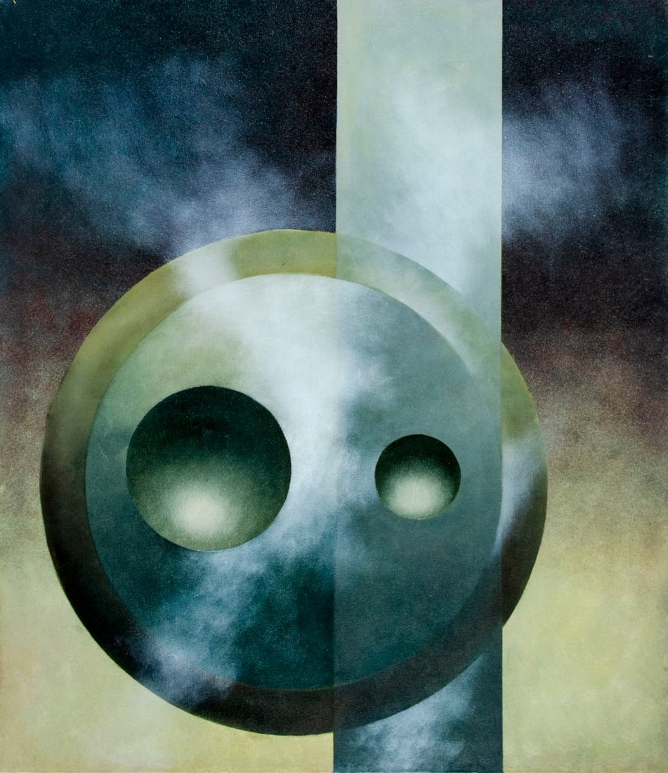 Joan Feierabend (NY,VT,b 1943) oil painting: ARTIST: Joan Feierabend (New York, Vermont, born 1943) TITLE: Abstract Composition MEDIUM: oil on canvas CONDITION: Few very minor paint losses. No visible inpaint under UV