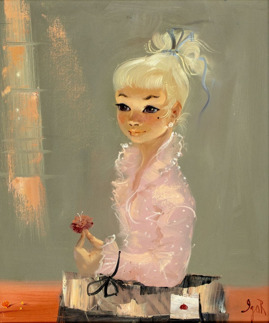 Igor Pantuhoff (NY,Russia,1911-1972) oil painting: ARTIST: Igor Pantuhoff (New York, Russian, 1911 - 1972) TITLE: Woman with Carnation MEDIUM: oil on canvas CONDITION: Very good. No visible inpaint under UV light.