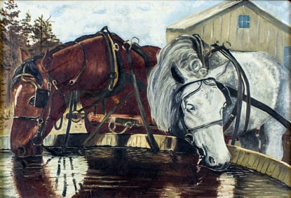 Antique 19C American oil painting