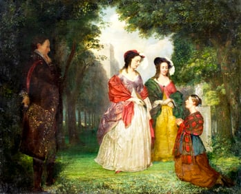Antique 19C European oil painting