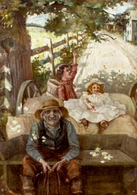 Antique 19C American oil painting signed