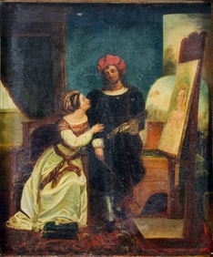Antique 19C European oil painting