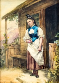 A F Spread (UK,19C) watercolor painting antique