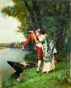 Emile Metzmacher (France,1815-1890) oil painting antique