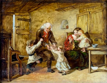 Antique 19C European oil painting