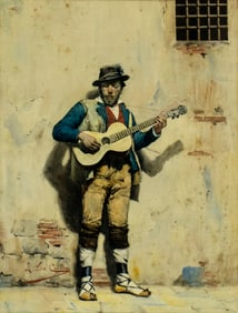 Luigi Da Costa (Italy,19C) watercolor painting antique