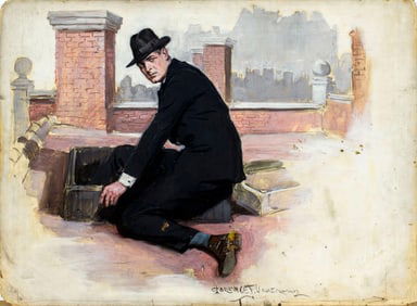 Clarence Underwood (NY,1871-1929) gouache painting antique