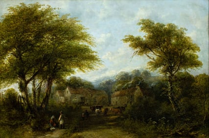 Antique 19C British oil painting signed