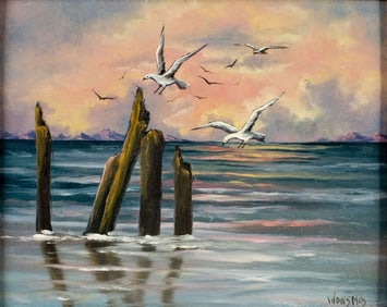 Minnie Wonsmos (MN,OR,NE,1901-1974) oil painting