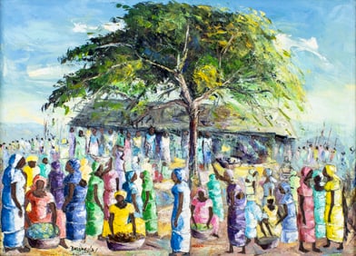Maurice Bazungula (Congo,b 1942) oil painting