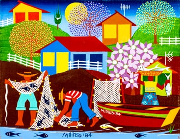 Militao dos Santos (Brazil,b 1956) oil painting