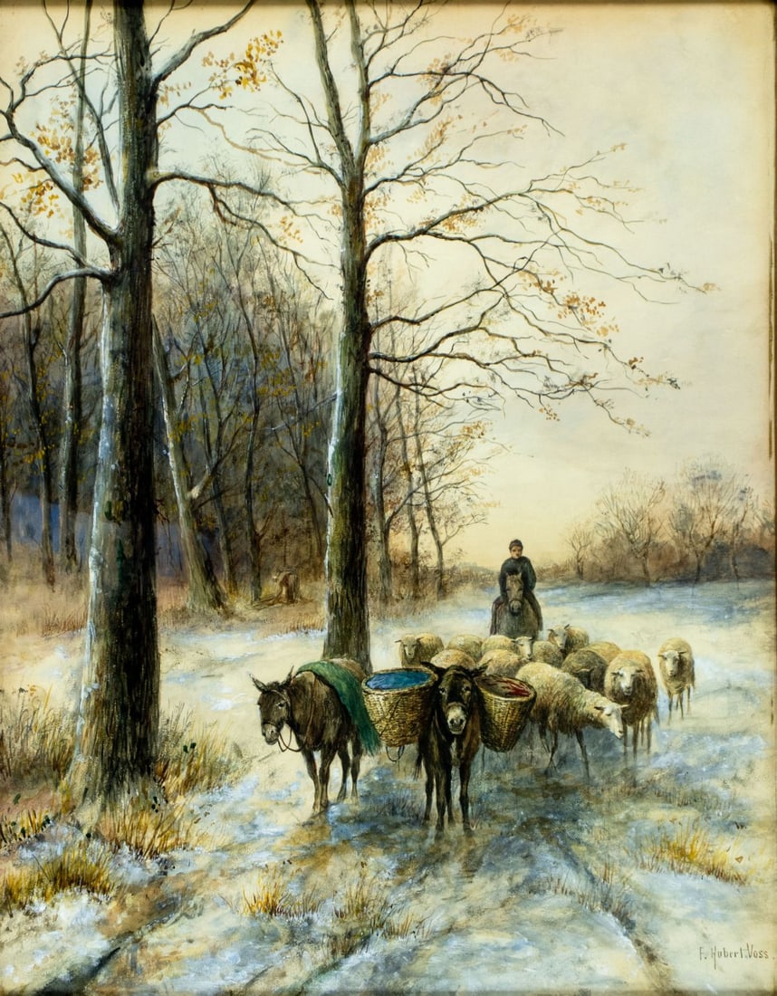 Hubert Vos (NY,Belgian,Dutch,1855-1935) watercolor painting antique (1 of 14)