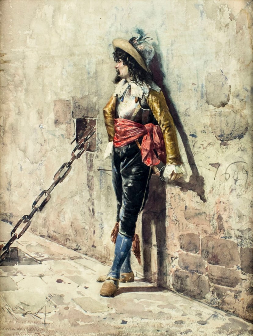 Casimiro Tomba (Italy,1857-1929) watercolor painting antique (1 of 12)