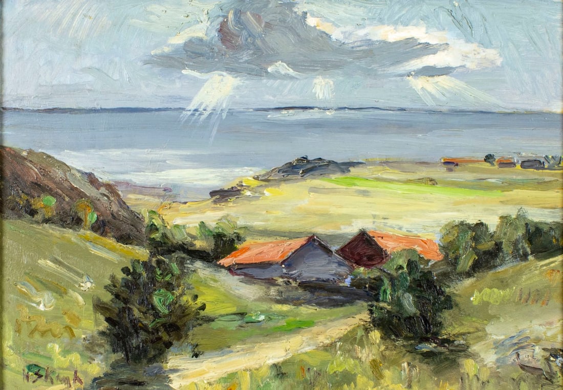 Vintage mid 20C American oil painting signed (1 of 12)