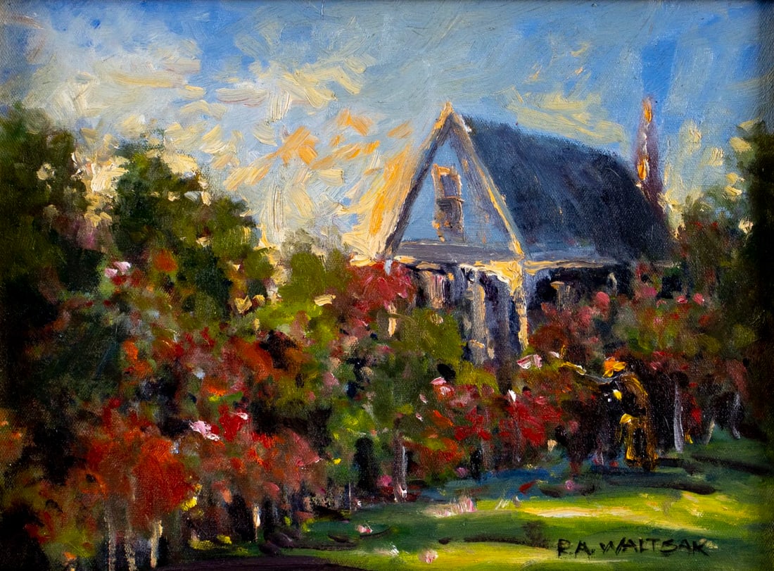 Robert Waltsak (NJ,b 1944) oil painting: ARTIST: Robert Alan Waltsak (New Jersey, born 1944) TITLE: Old Beach House (titled on verso) MEDIUM: oil on canvas CONDITION: Few minor paint losses. No visible inpaint unde