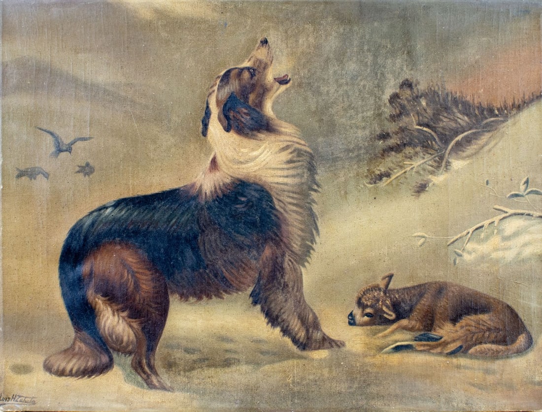 Antique early 20C European oil painting signed (1 of 13)